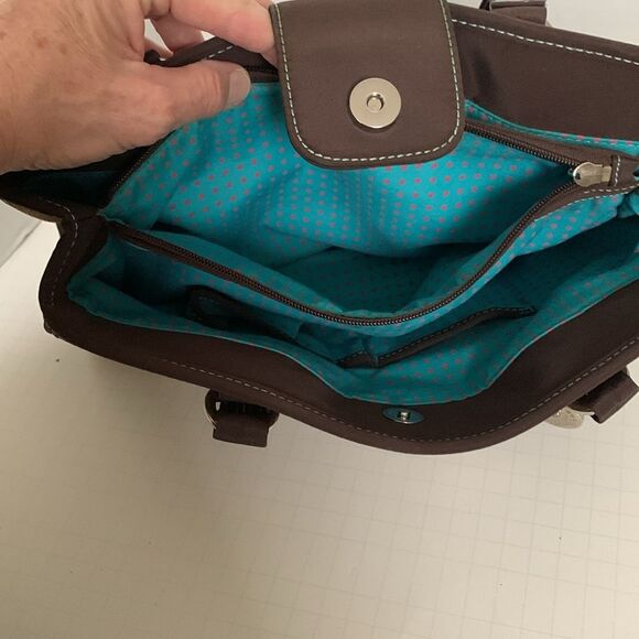 The Sak Cameron Tan Brown Mesh Shoulder Satchel Handbag Purse - Picture 8 of 14